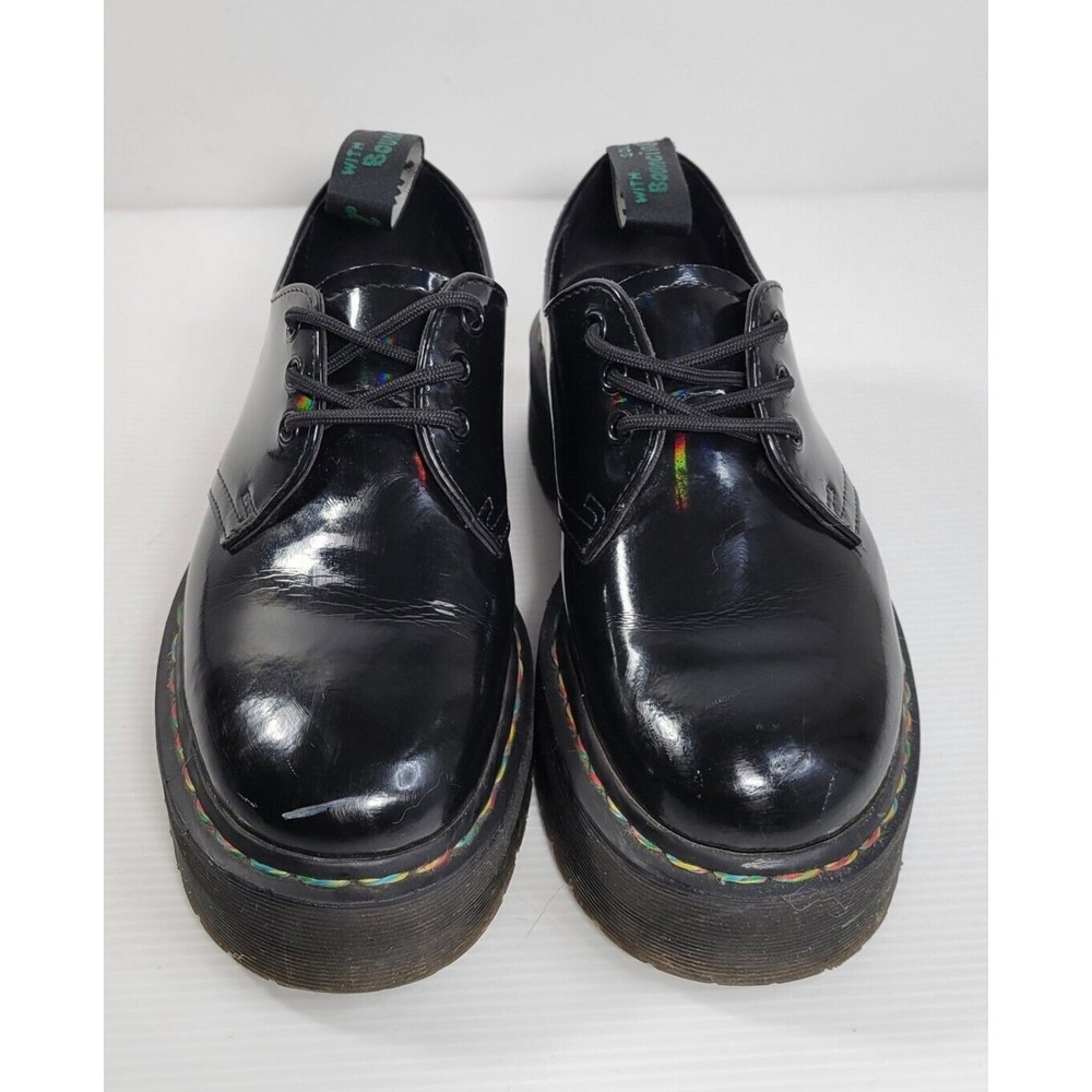 Dr Martens 1461 Limited Edition Rainbow Chunky Quad Platform Shoes Black Docs - Picture 2 of 10